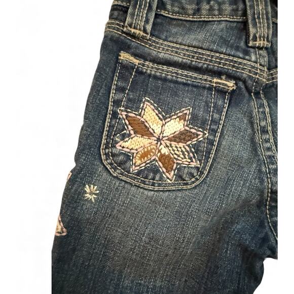 BABY GAP Girls 2t Fair Isle EMBROIDERED Denim Toddler Nordic Winter star Pants - Picture 6 of 9